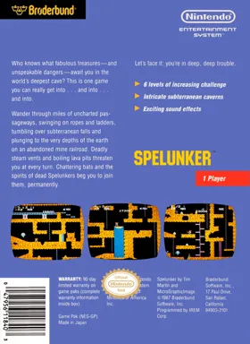 Spelunker (USA) box cover back